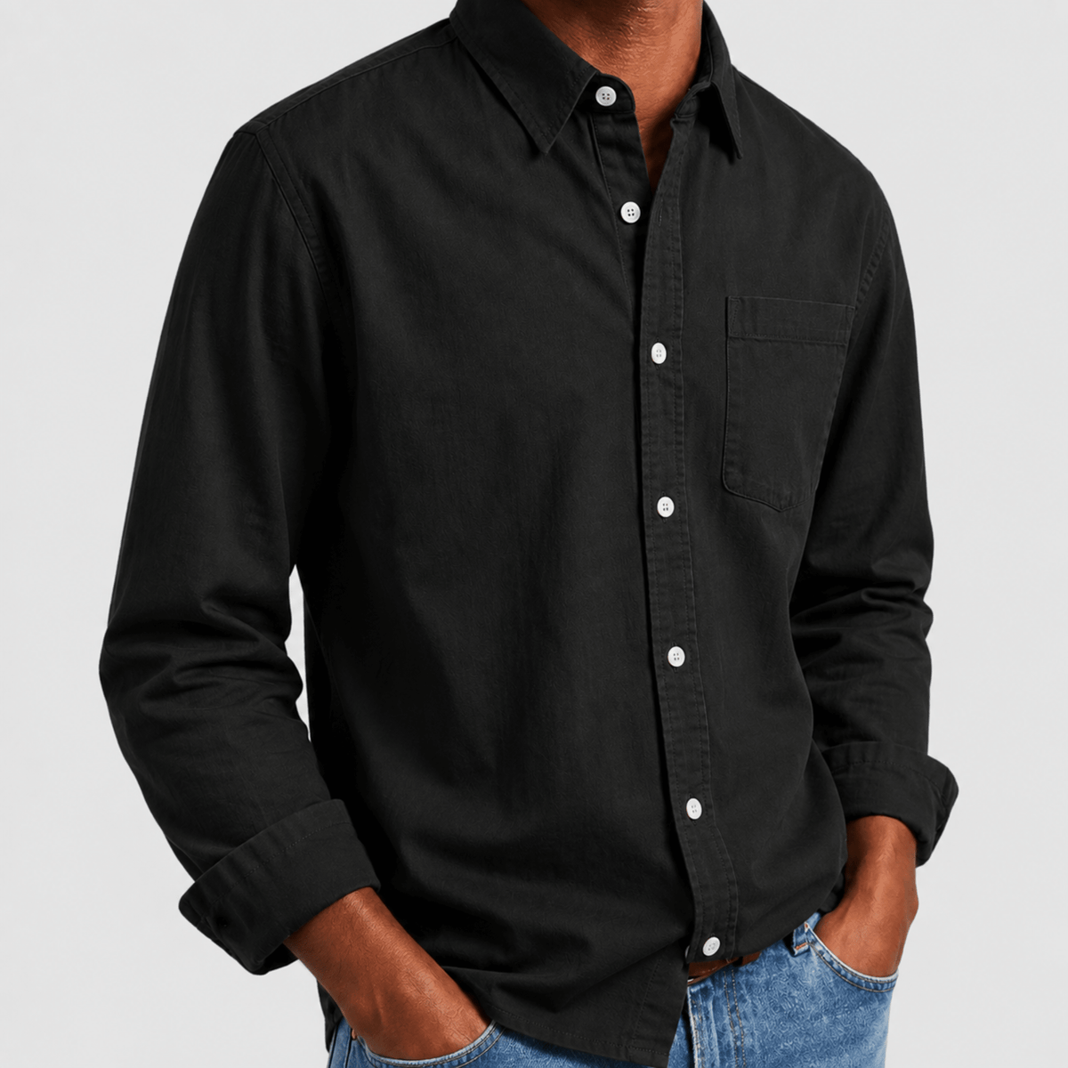 Arthur - Men's Relaxed Fit Point Collar Long Sleeve Shirt