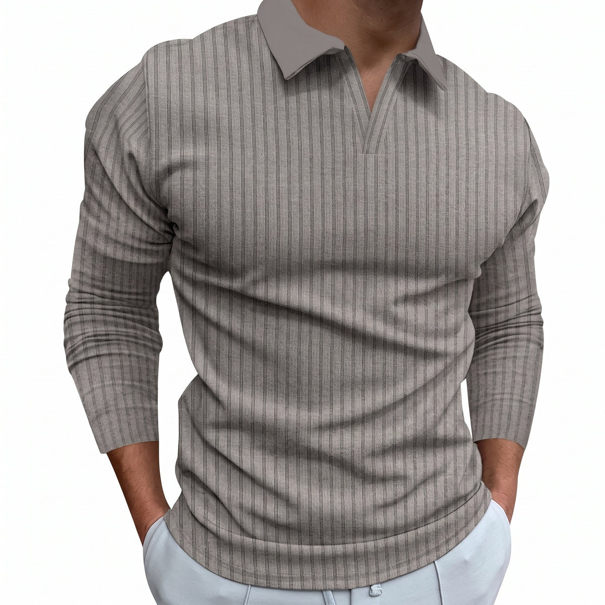 Arthur - Men's Relaxed Fit Ribbed Open Collar Polo Shirt