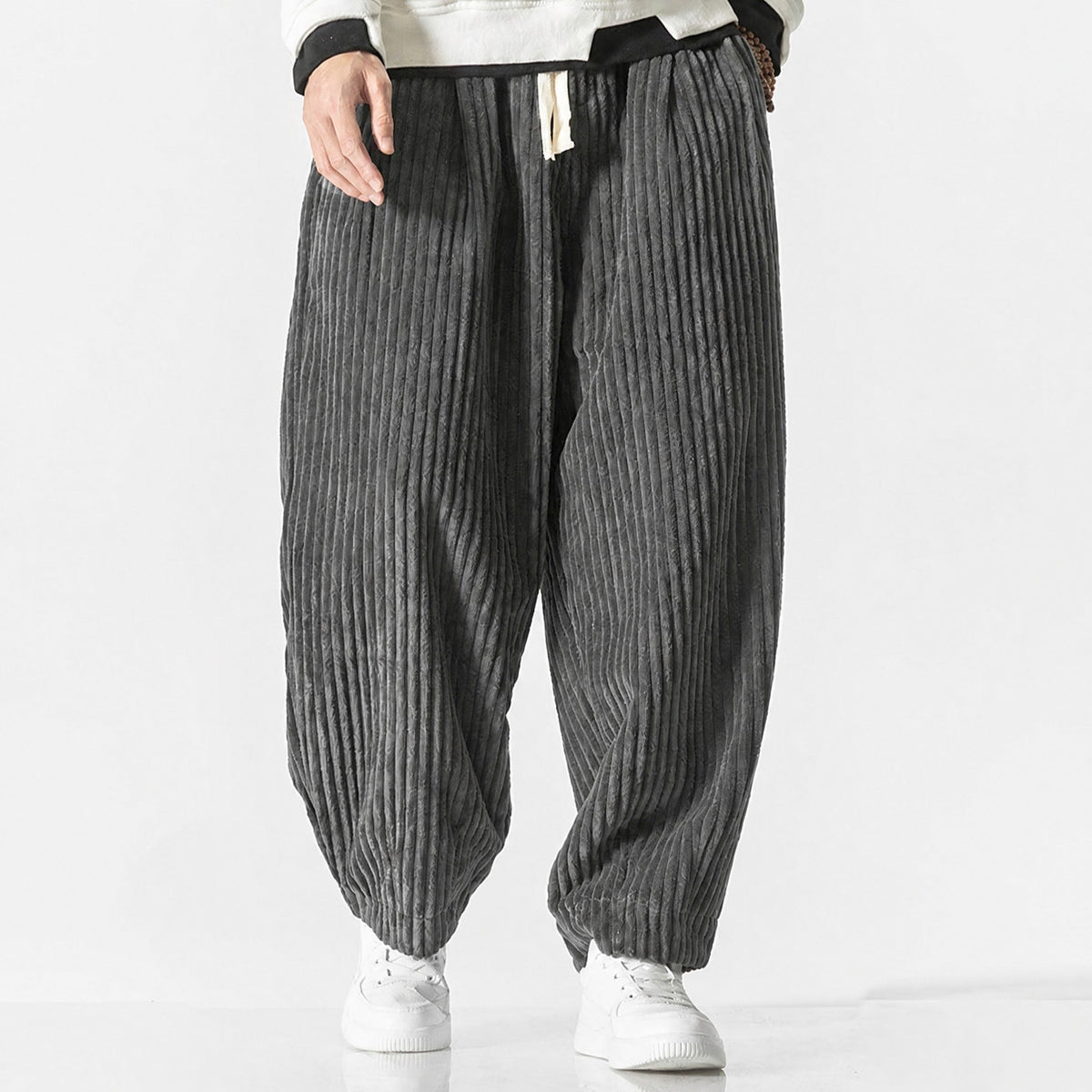 Charlie - Men's Corduroy Wide-Leg Harem Pants with Drawstring Waist