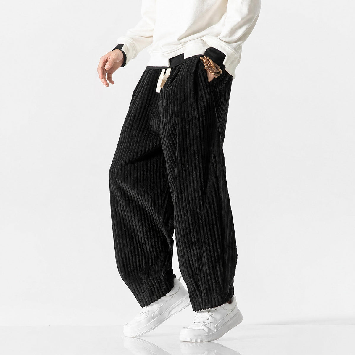 Charlie - Men's Corduroy Wide-Leg Harem Pants with Drawstring Waist
