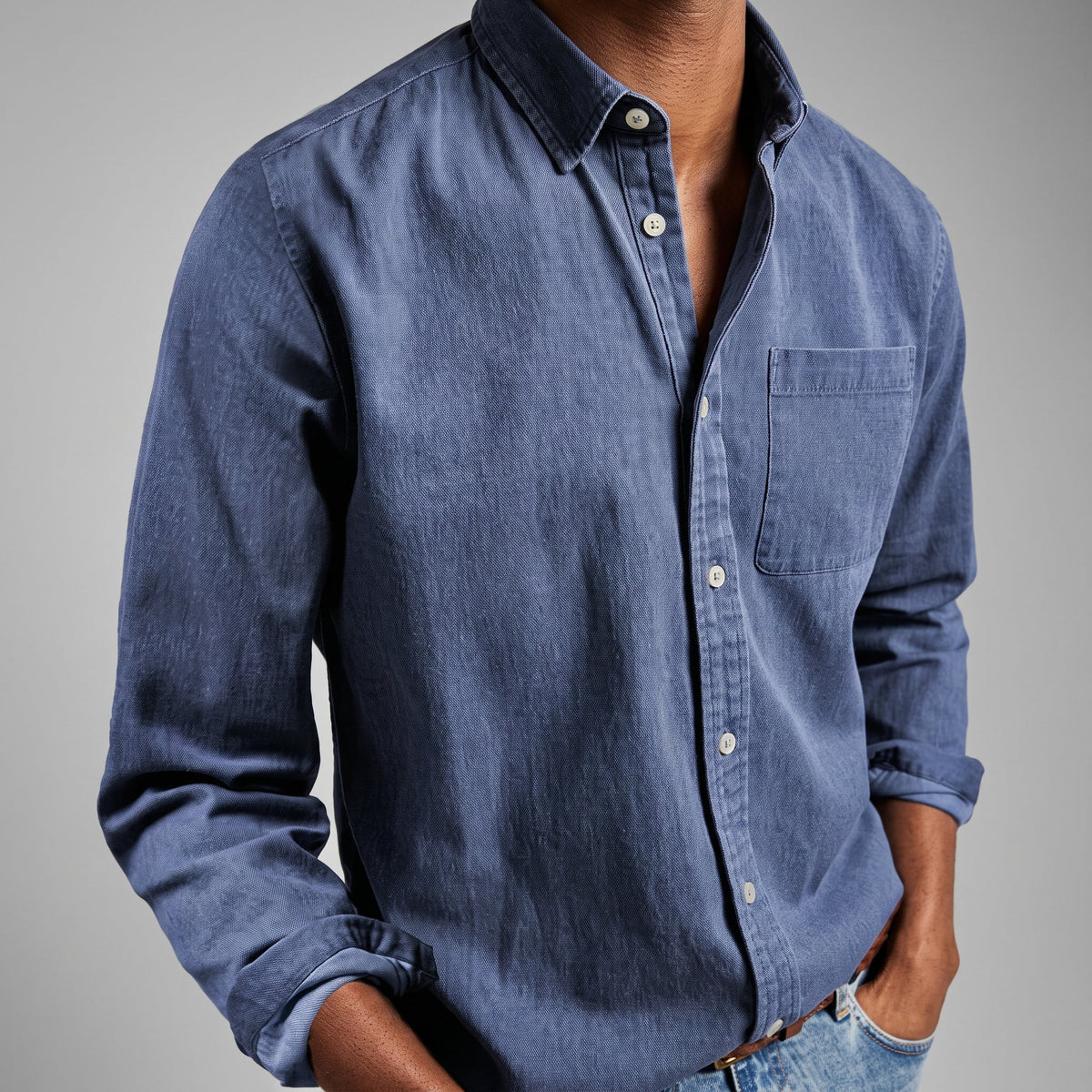Charlie - Men's Relaxed Fit Button-Down Denim-Look Shirt