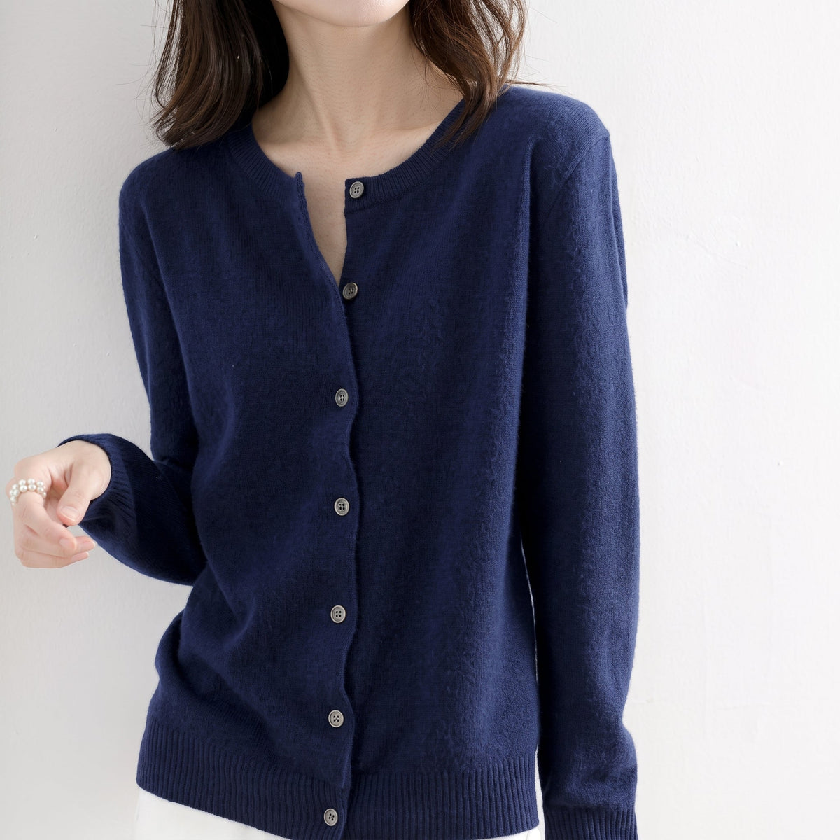 Charlotte - Women's Button-Front Cardigan with Ribbed Trim