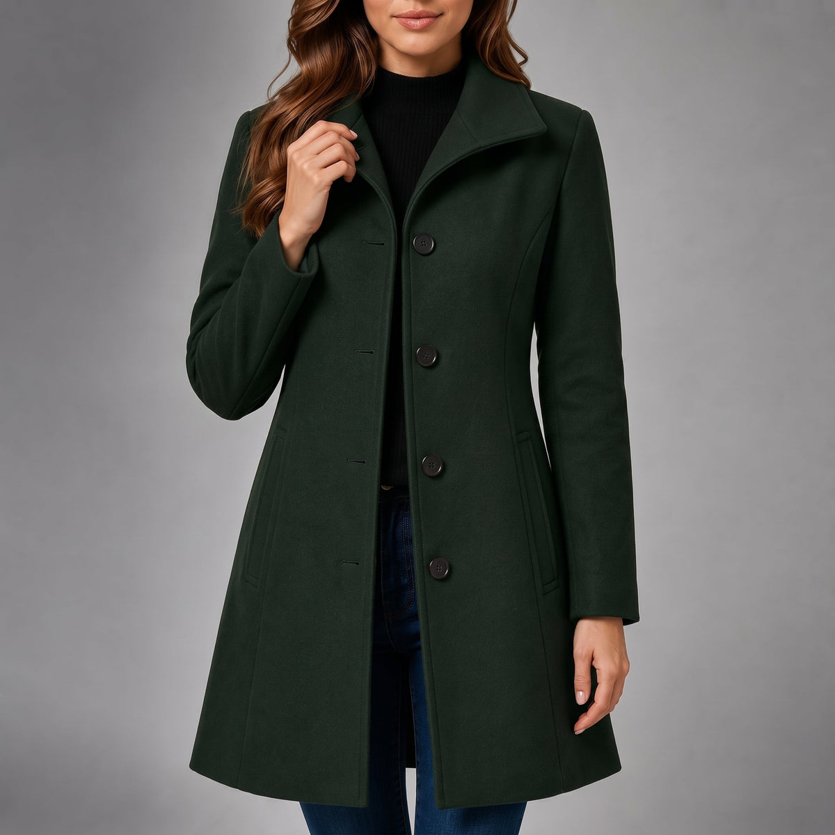 Charlotte - Women's Tailored Single-Breasted Coat with Notch Collar