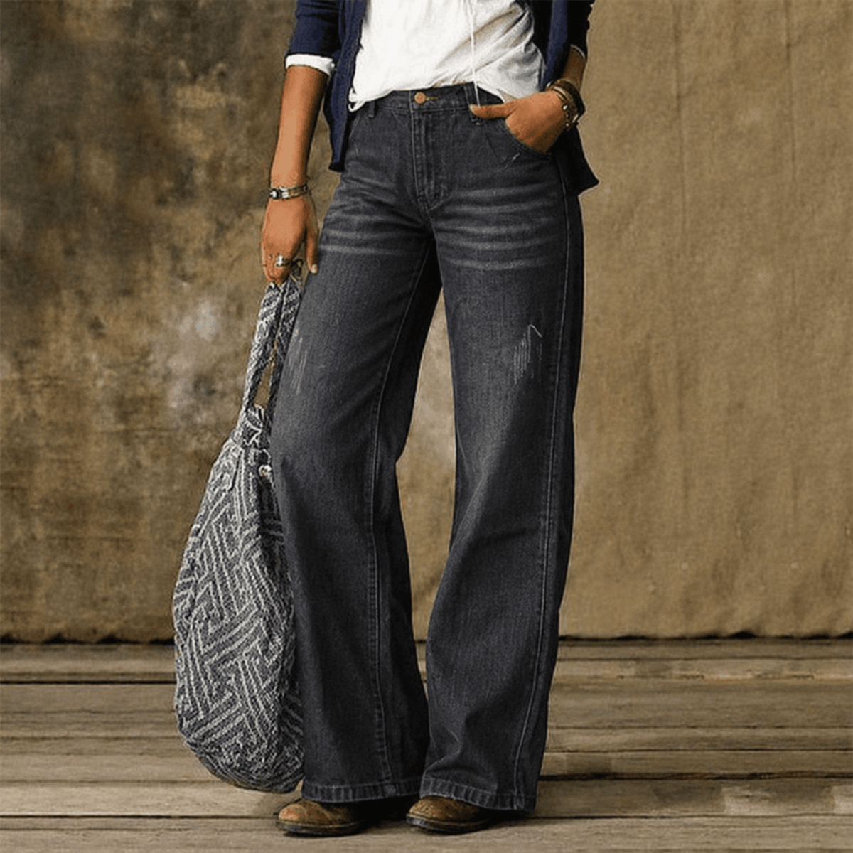 Isabelle - Women's High-Waisted Wide-Leg Jeans