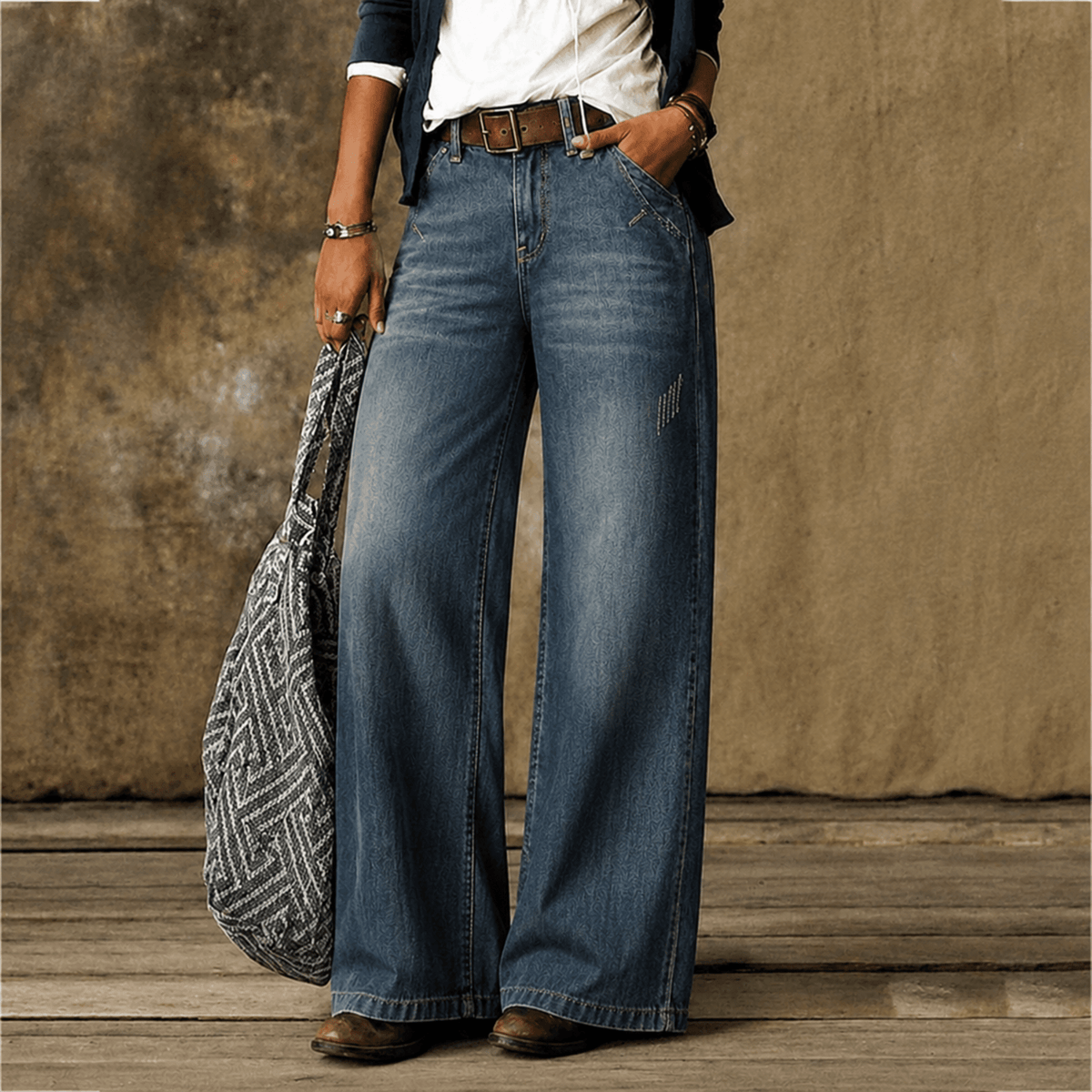 Isabelle - Women's High-Waisted Wide-Leg Jeans