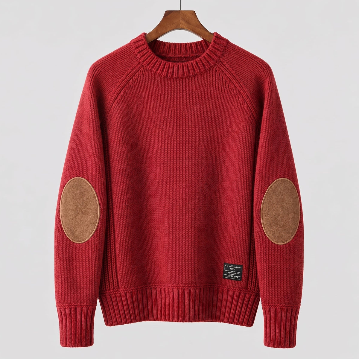 James - Men's Crew Neck Sweater with Elbow Patches