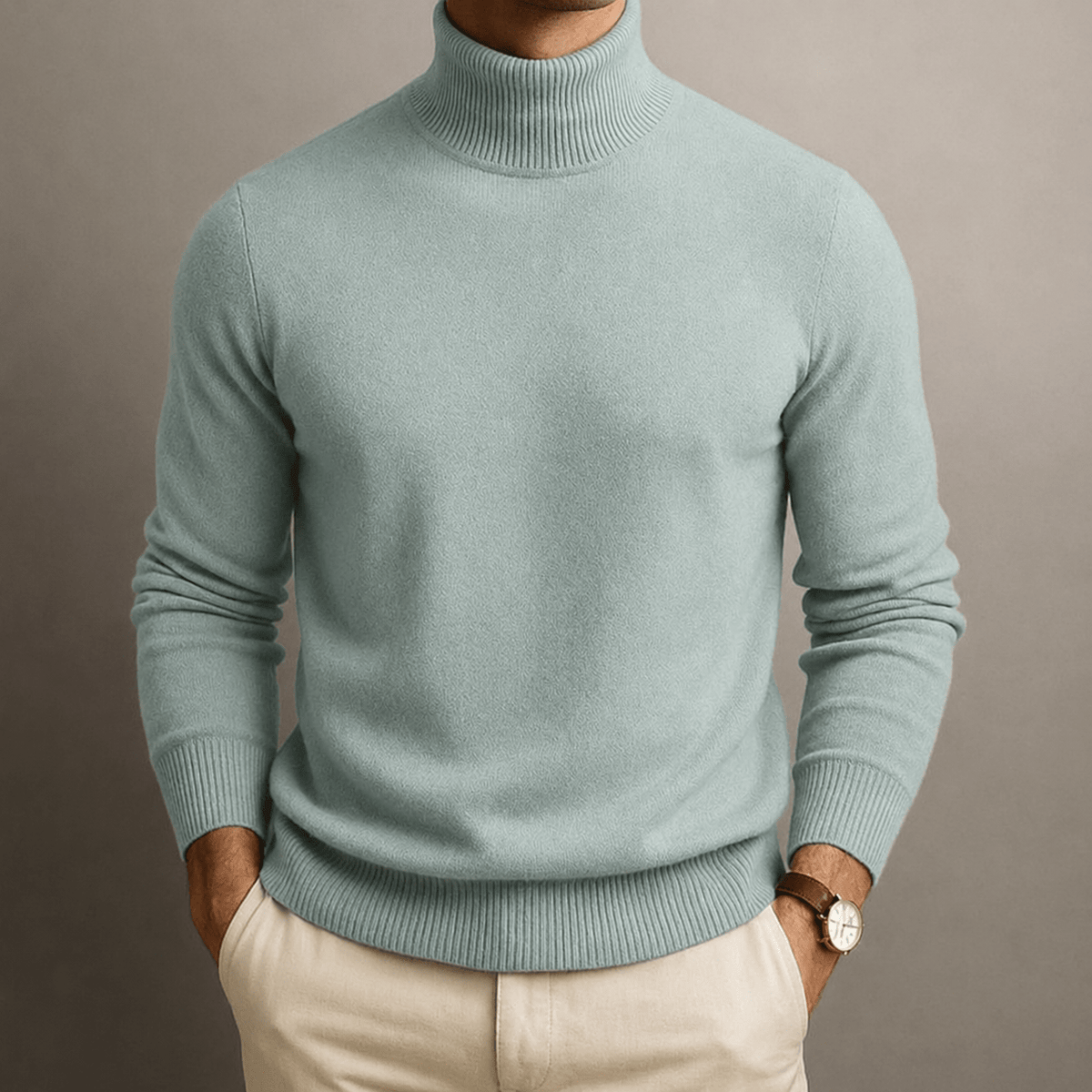 James - Men's Turtleneck Sweater with Ribbed Cuffs