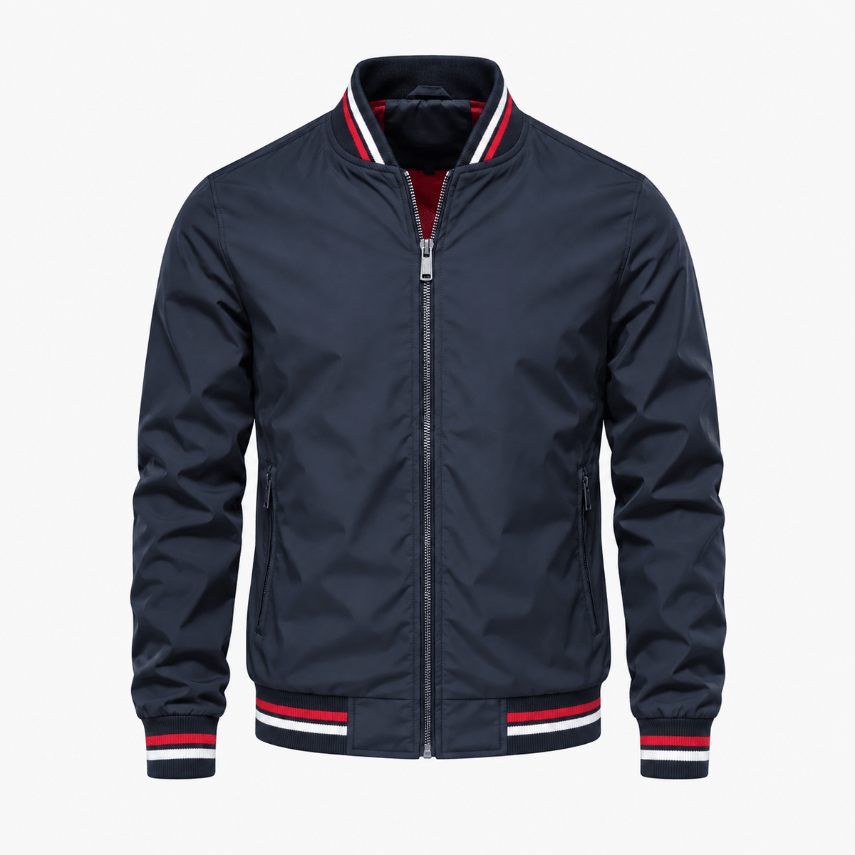 Marcus - Men's Stand Collar Zip-Up Bomber Jacket with Contrast Lining