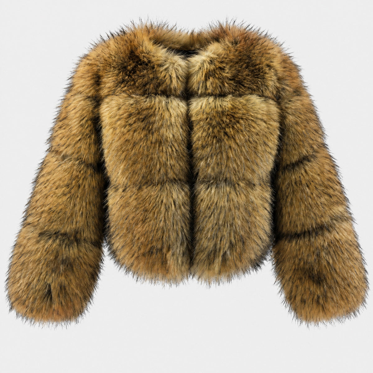Melyssa - Women's Cropped Faux Fur Textured Jacket