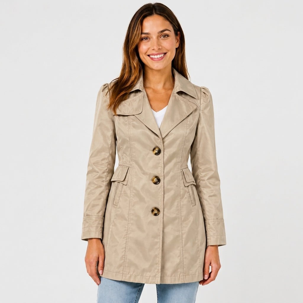 Sophie - Women's Belted Trench Coat with Notch Lapel Collar