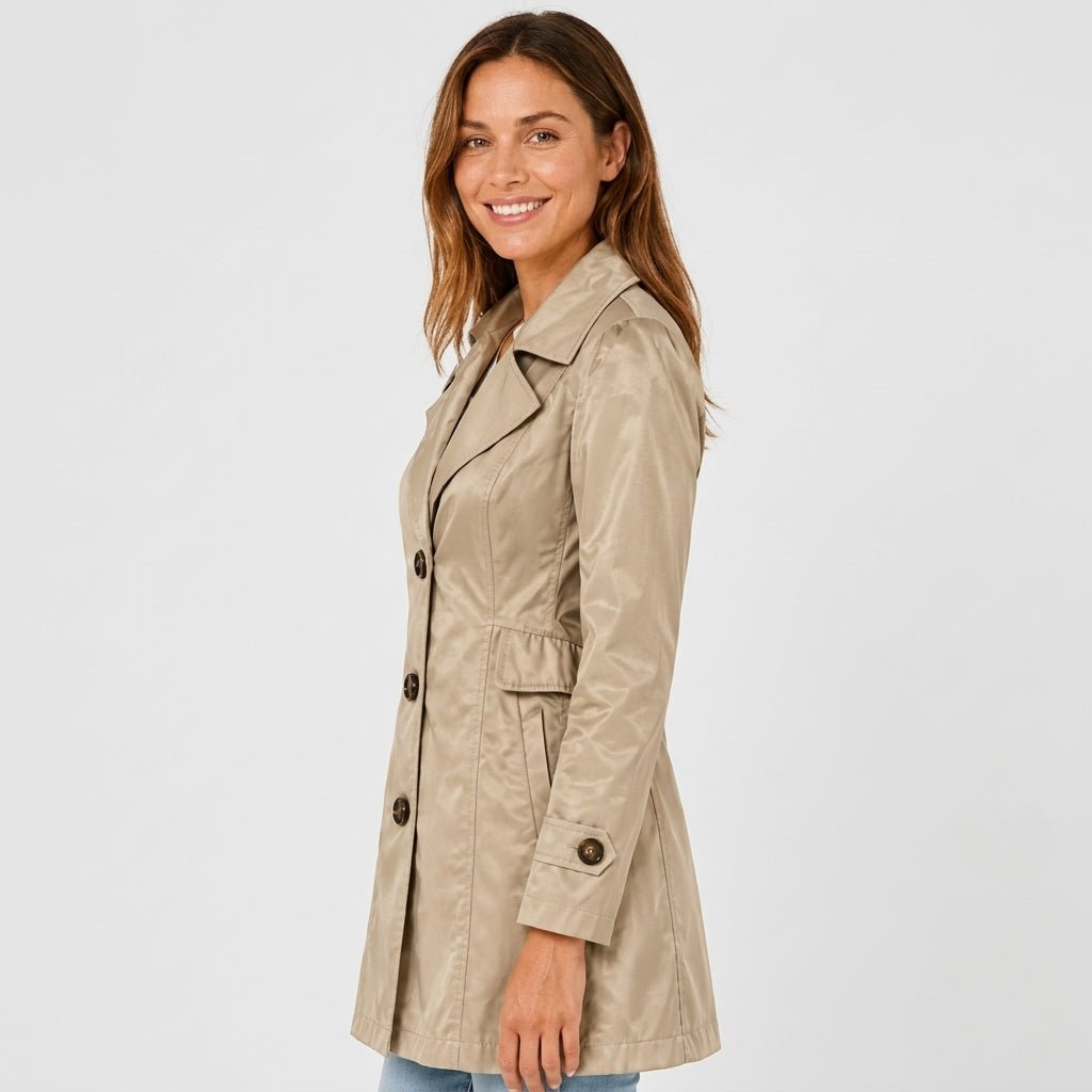 Sophie - Women's Belted Trench Coat with Notch Lapel Collar