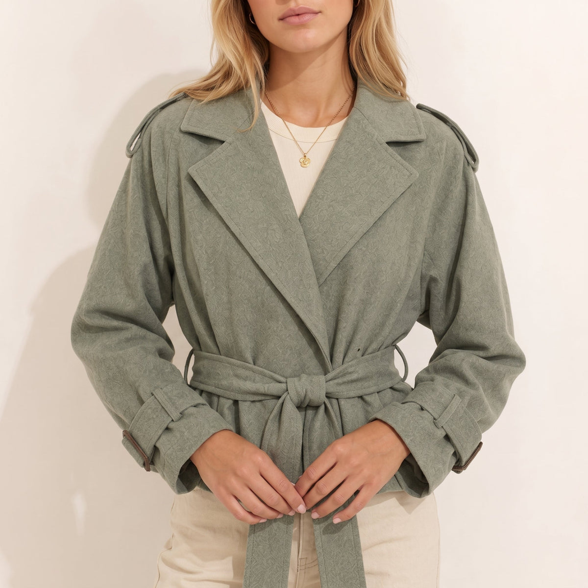 Sophie - Women's Belted Trench Coat with Shoulder Tabs