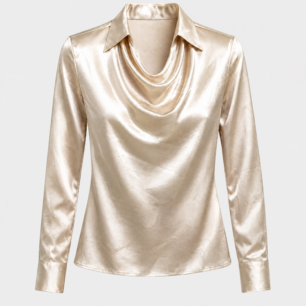 Sophie - Women's Cowl Neck Draped Blouse with Draped Collar