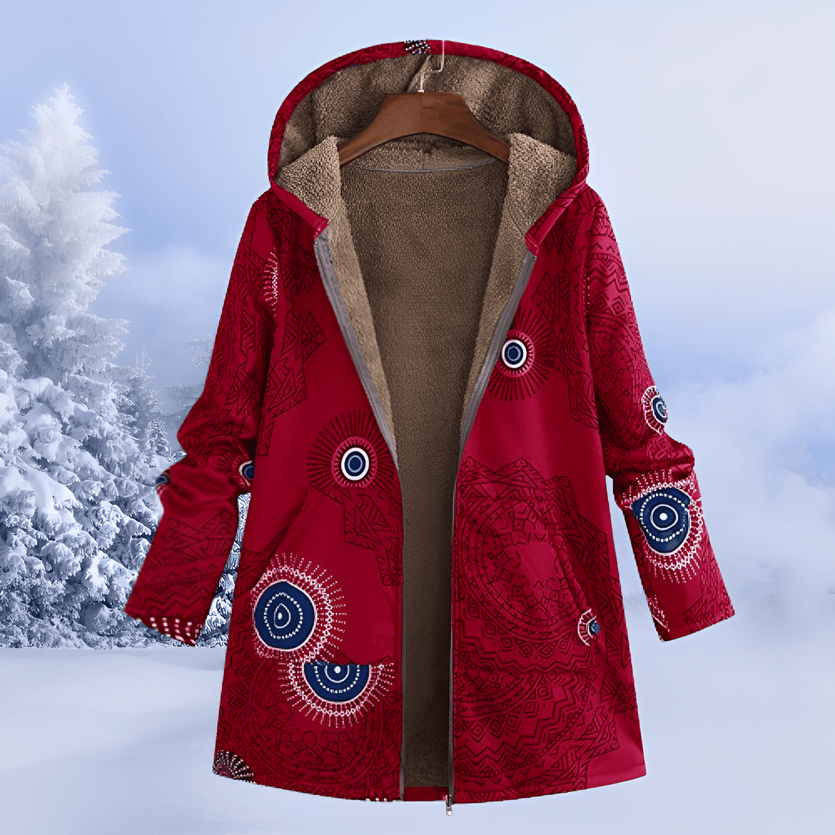 Sophie - Women's Floral Print Longline Hooded Coat