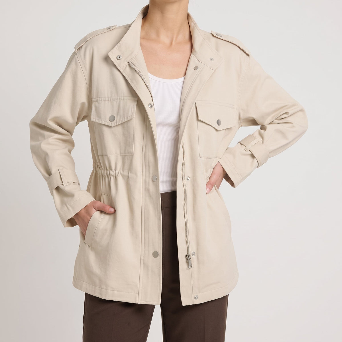 Sophie - Women's Relaxed Transitional Utility Jacket with Cinched Waist