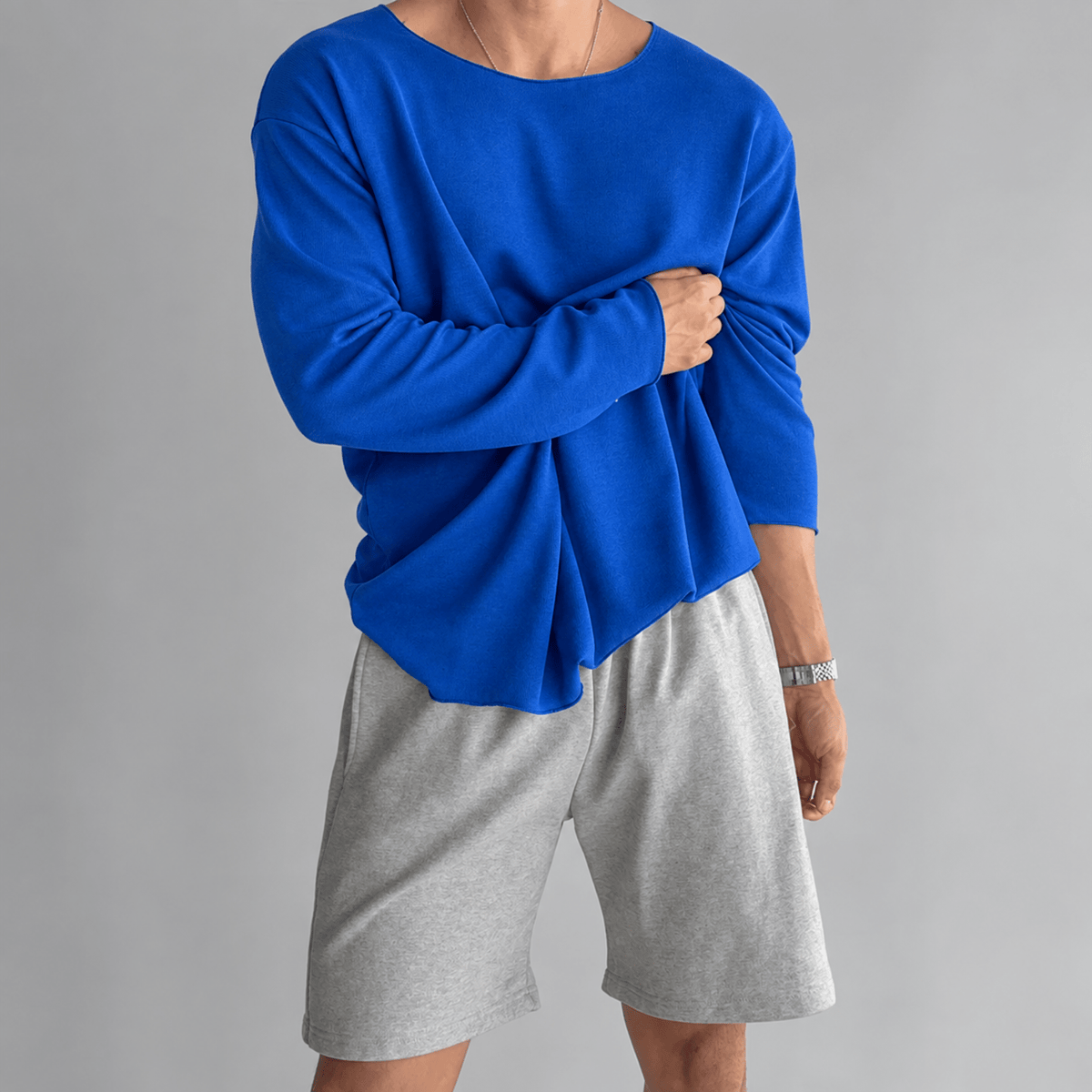 Tom - Men's Lightweight Crew Neck Knit Textured Long Sleeve Shirt