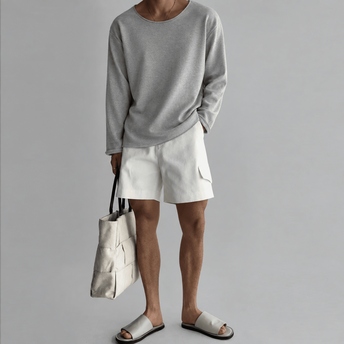 Tom - Men's Lightweight Crew Neck Knit Textured Long Sleeve Shirt