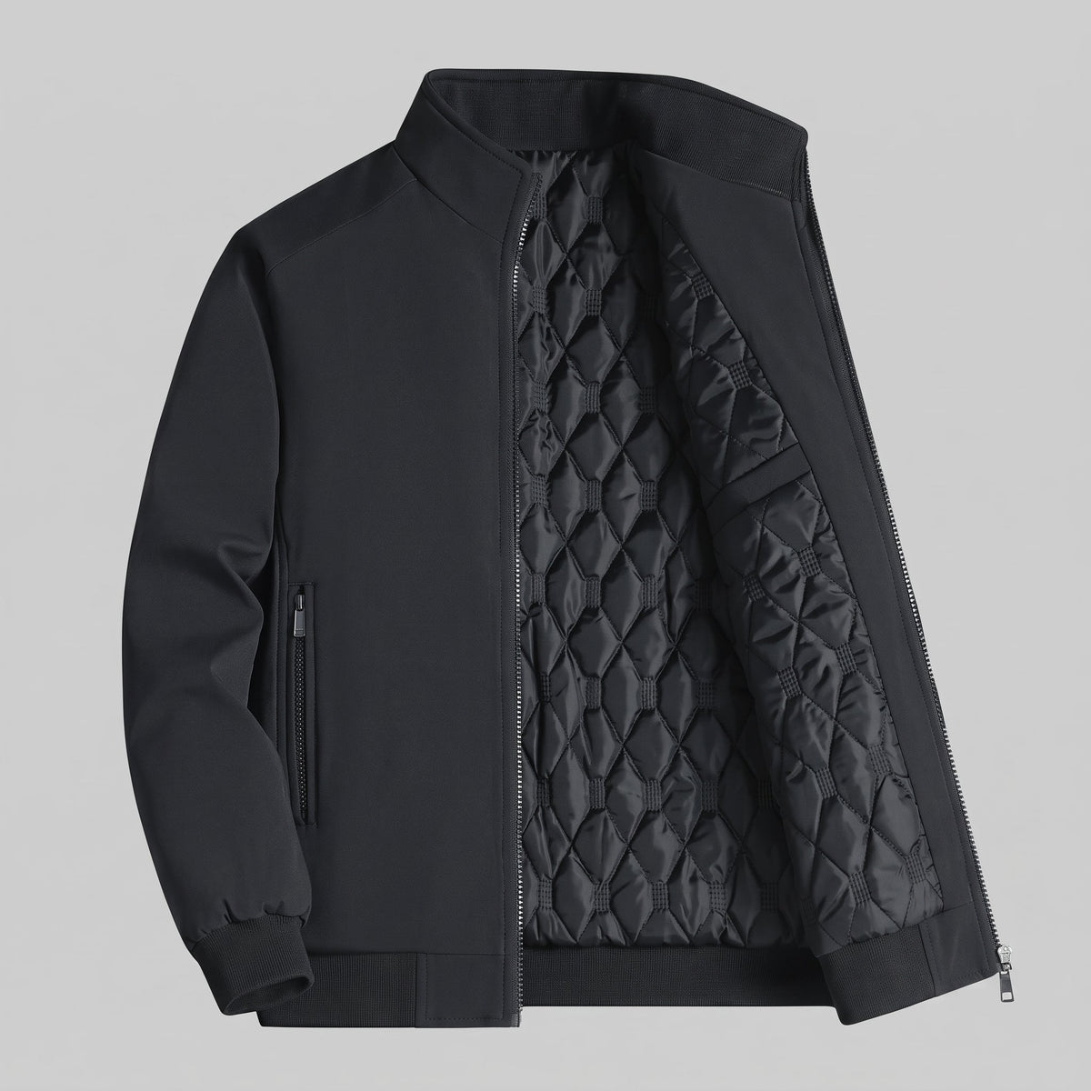 Tom - Men's Water-Resistant Quilted Jacket with Stand Collar