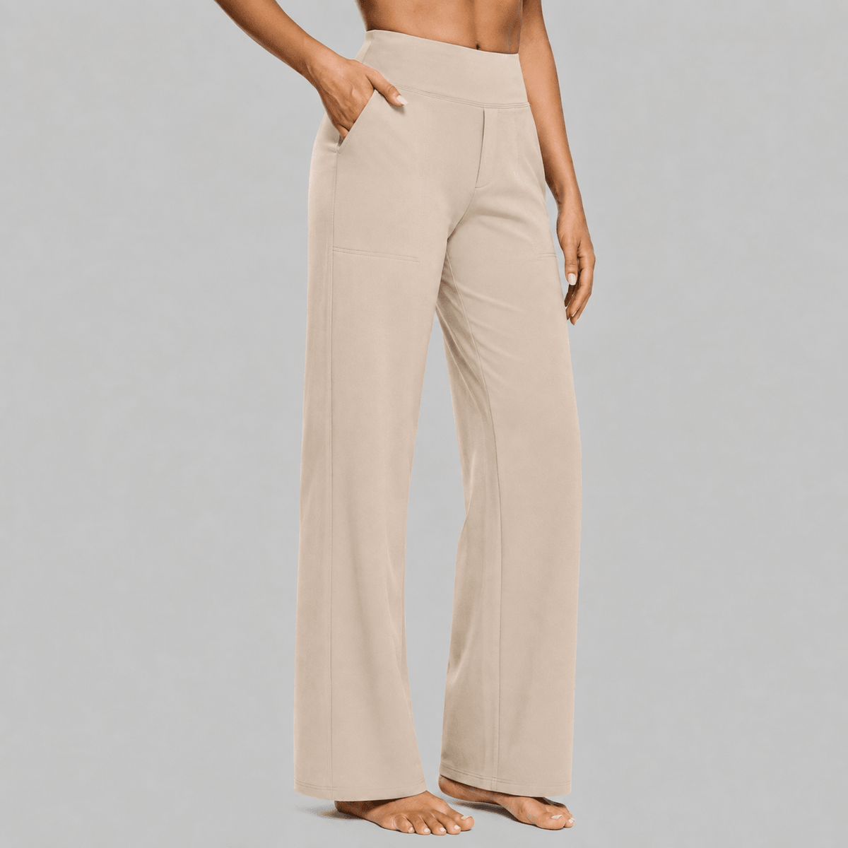 Amelia - Women's High-Waisted Wide-Leg Trousers with Pockets