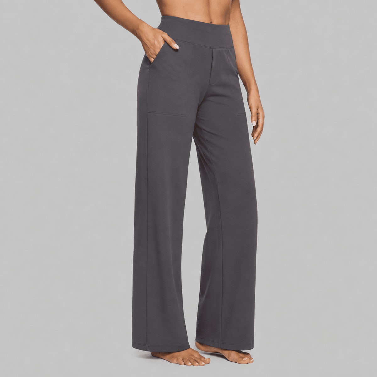 Amelia - Women's High-Waisted Wide-Leg Trousers with Pockets