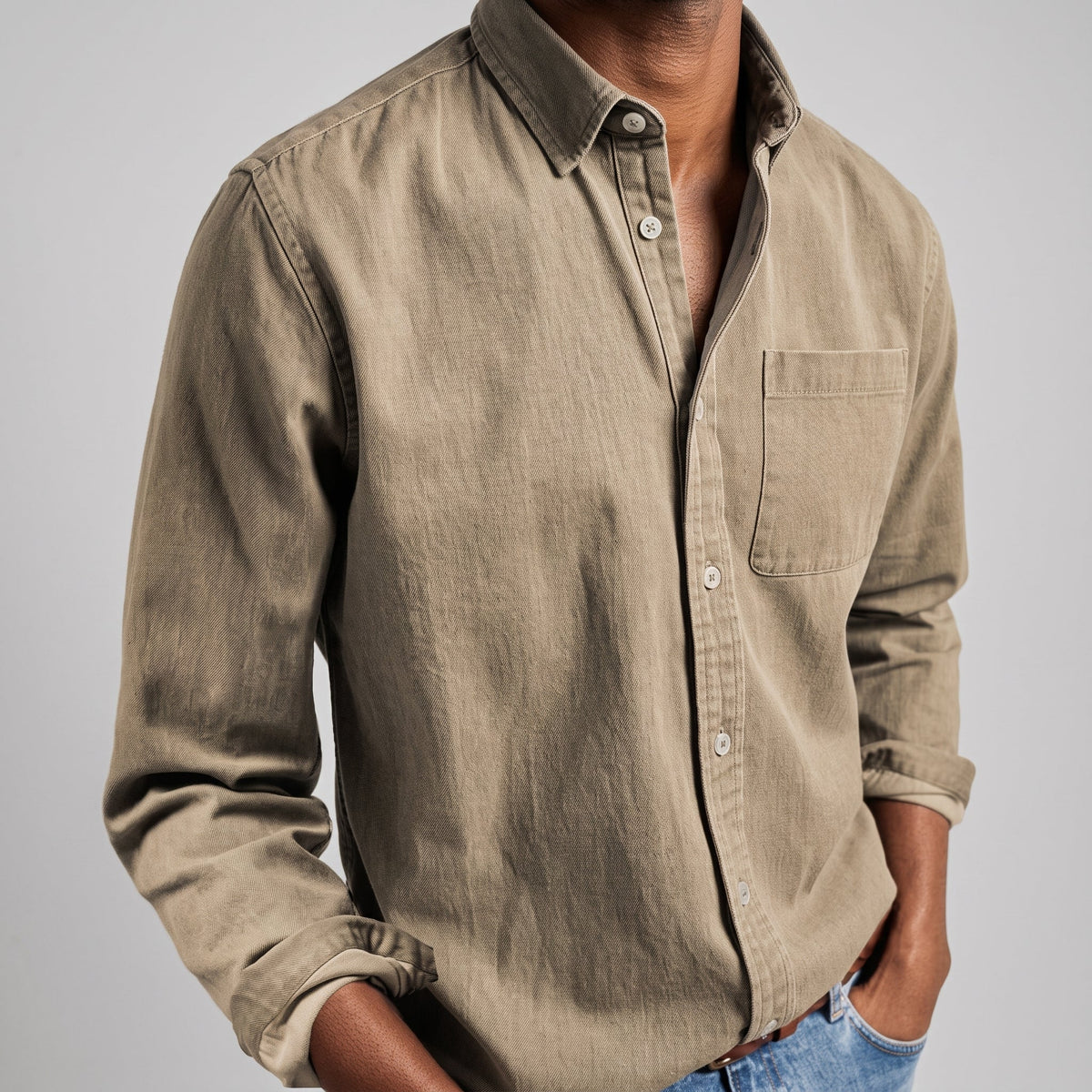 Arthur - Men's Relaxed Fit Point Collar Long Sleeve Shirt