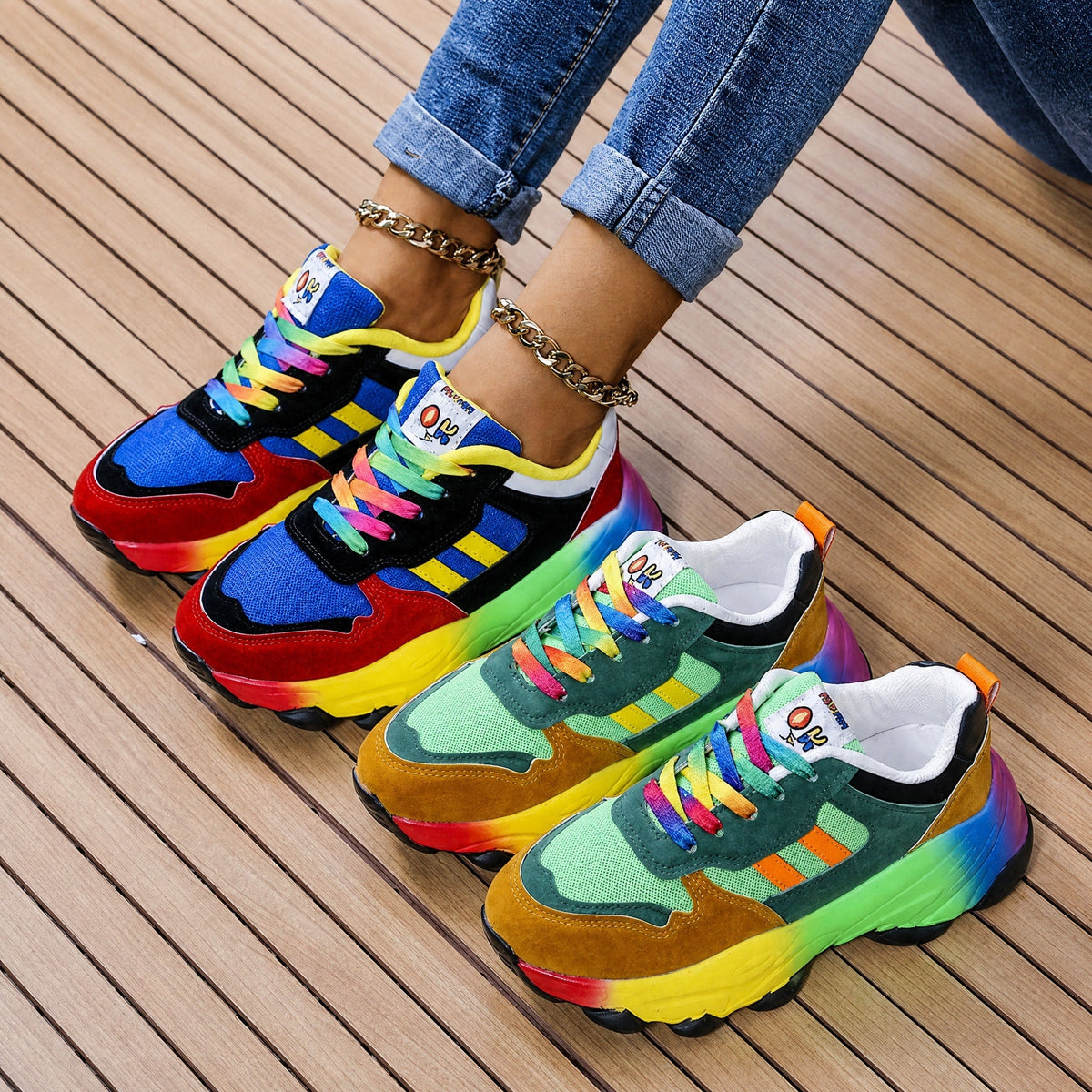 Ava - Women's Orthopedic Rainbow Multicolor Chunky Sneakers