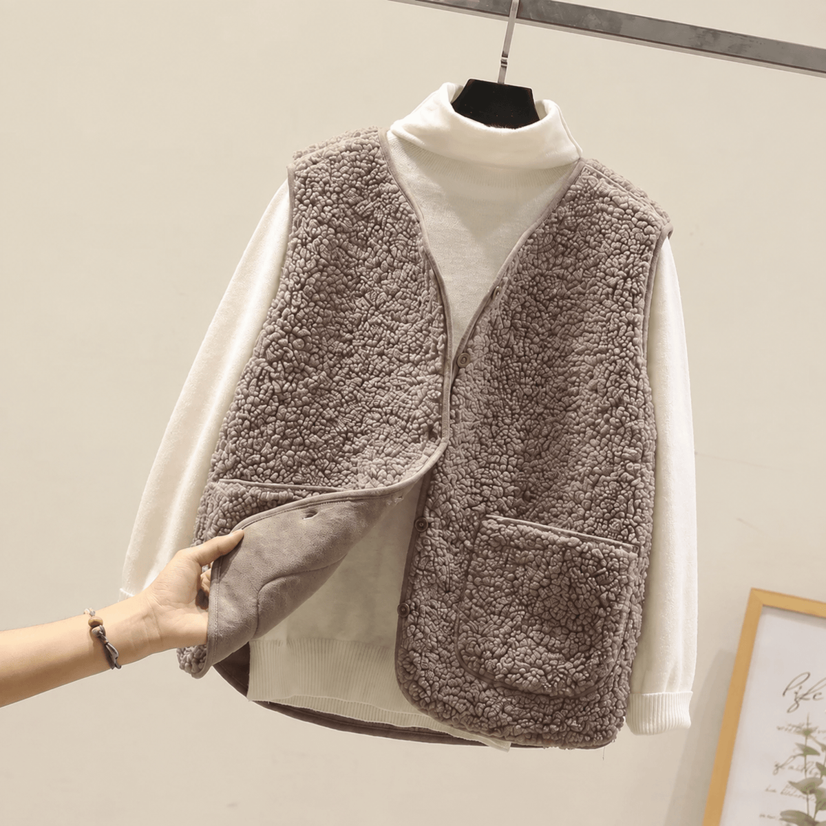 Charlotte - Women's Cropped Collarless Teddy Vest
