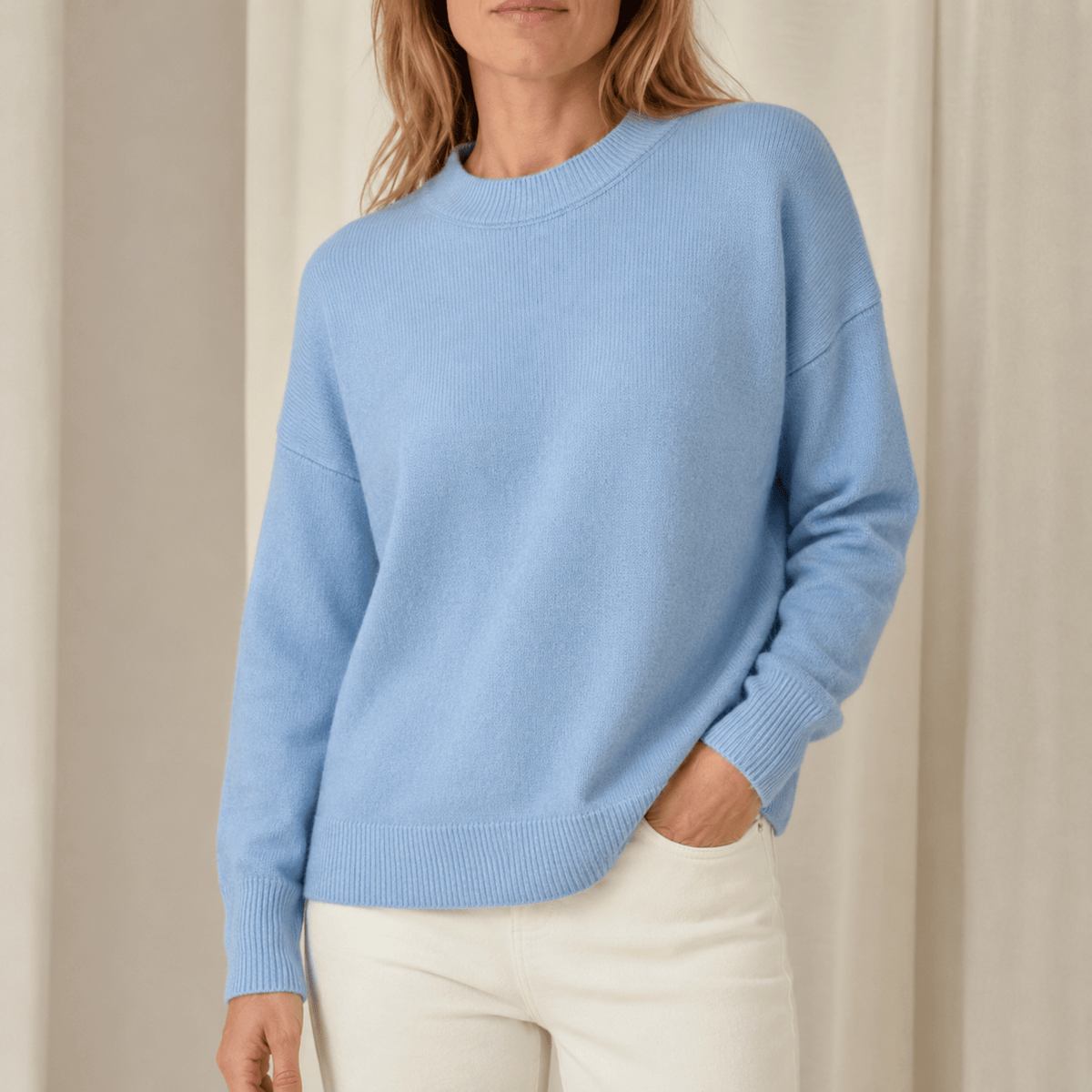 Charlotte - Women's Oversized Crewneck Sweater with Ribbed Cuffs