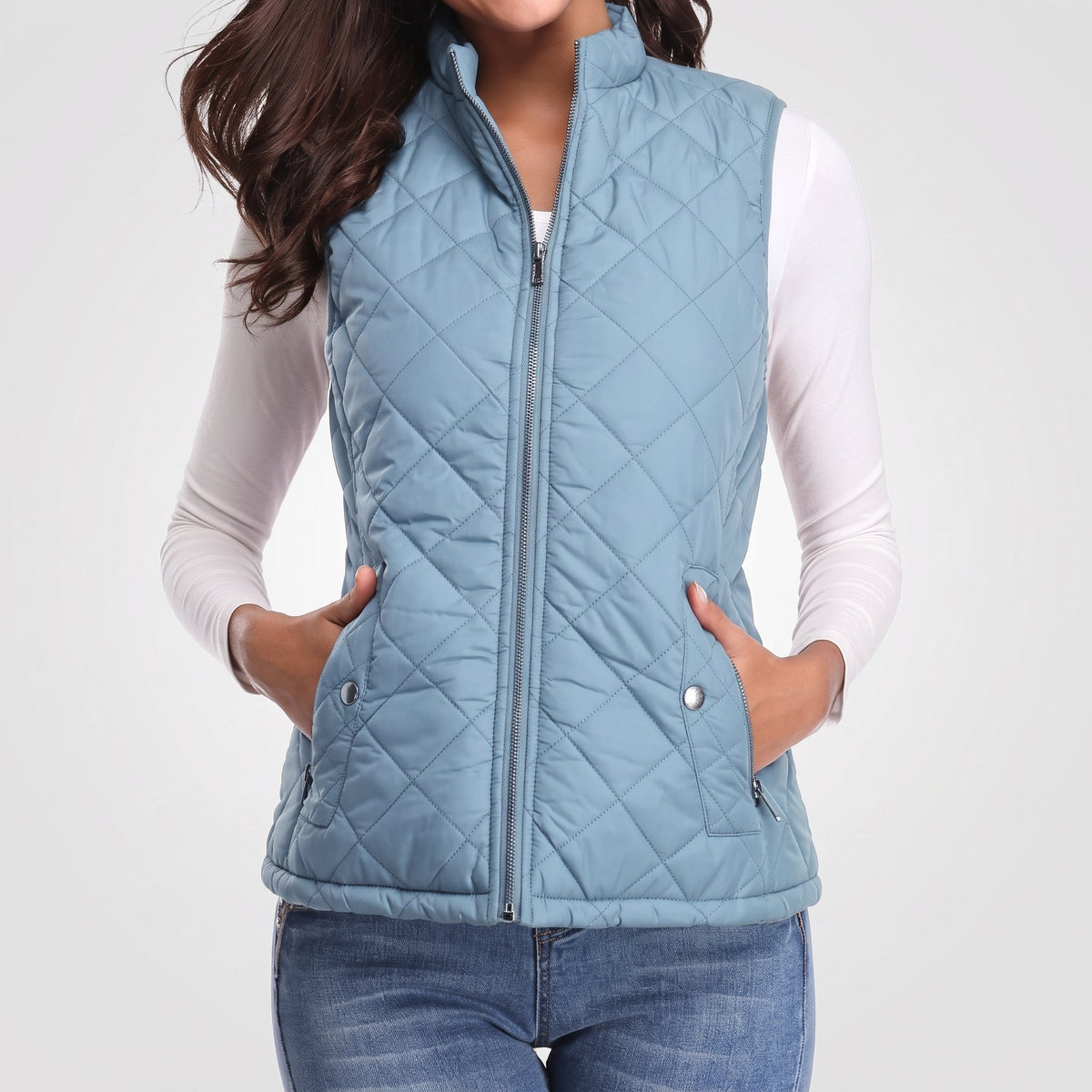 Charlotte - Women's Quilted Zip-Front Gilet with Stand Collar