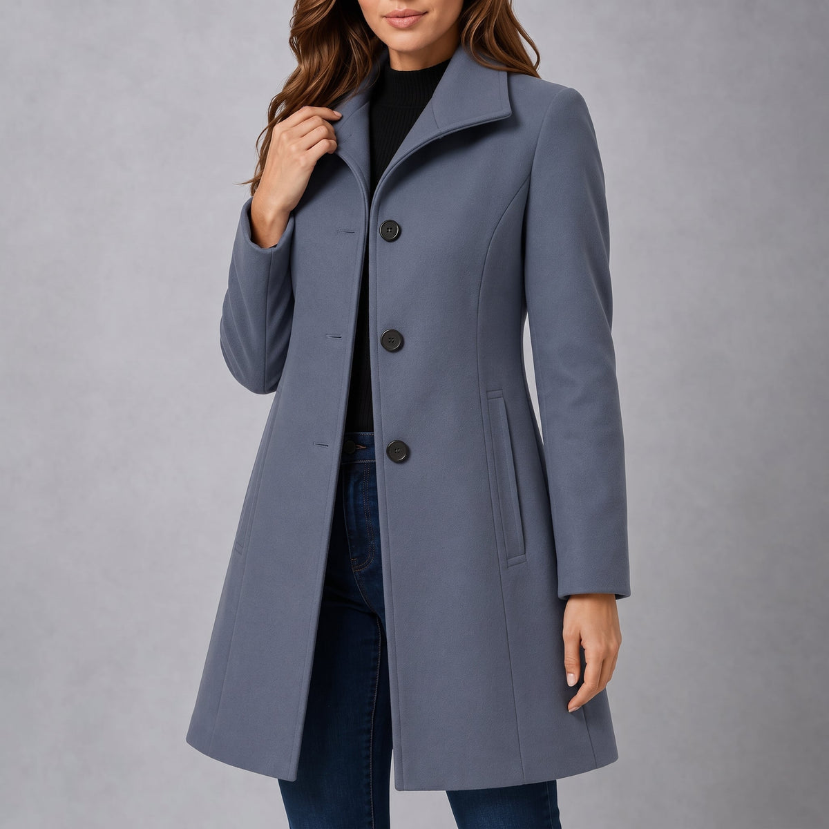 Charlotte - Women's Tailored Single-Breasted Coat with Notch Collar