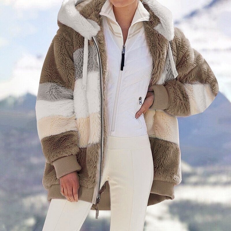 Christa - Women's Oversized Hooded Jacket with Color Block Design