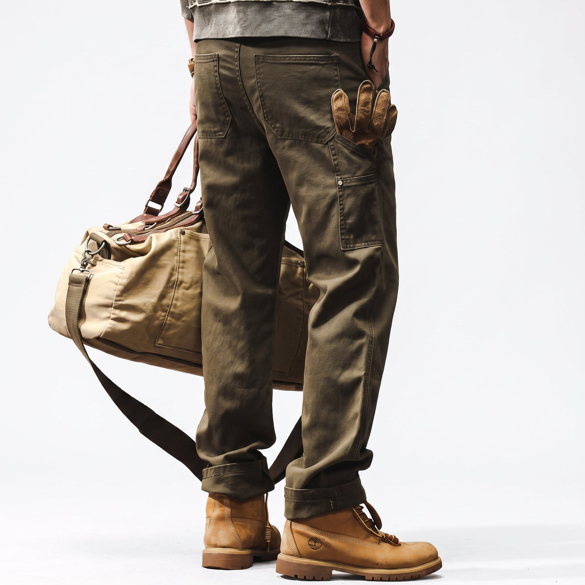 George - Men's Straight Leg Cargo Utility Pants with Rivet Details