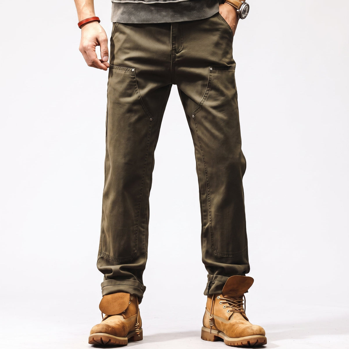 George - Men's Straight Leg Cargo Utility Pants with Rivet Details