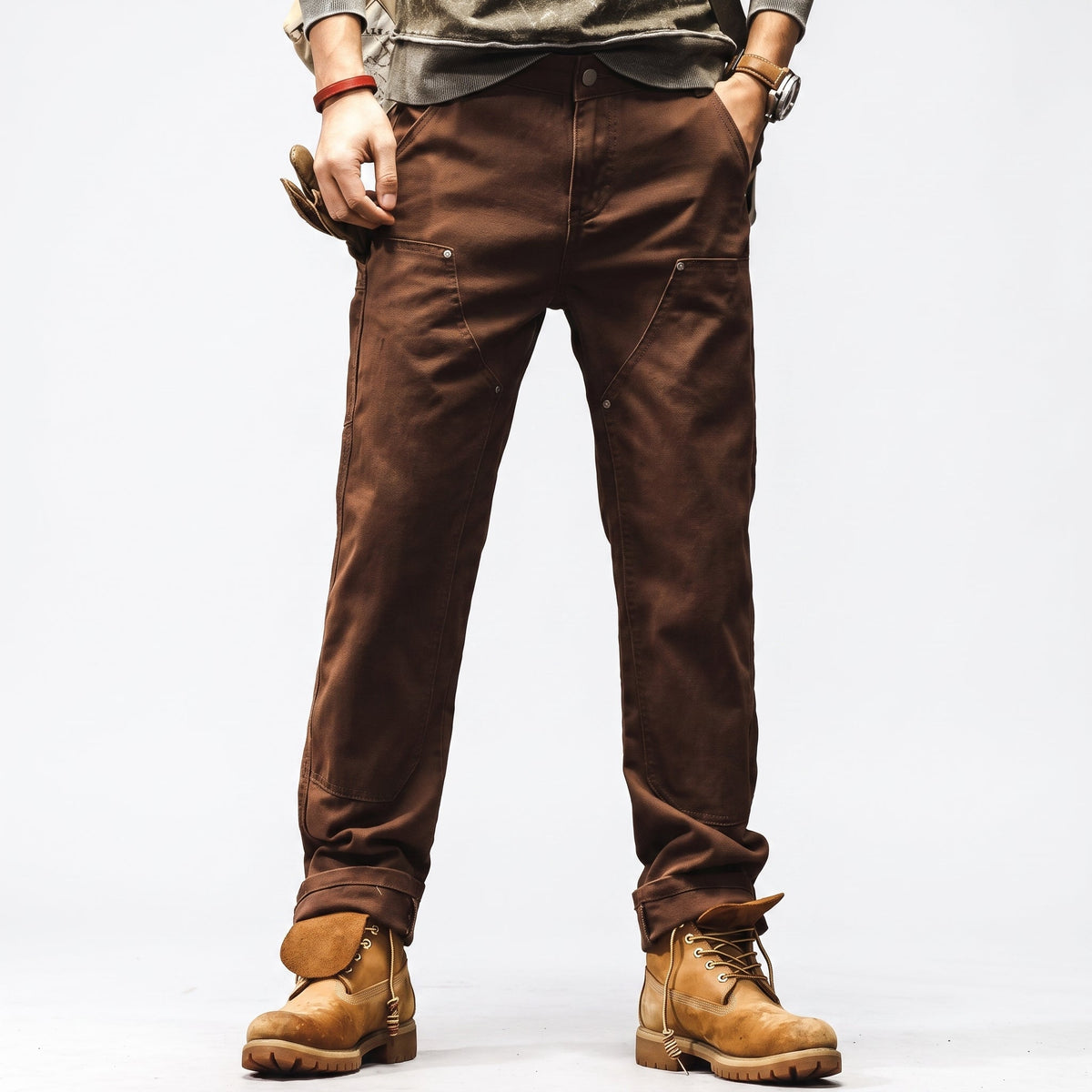 George - Men's Straight Leg Cargo Utility Pants with Rivet Details
