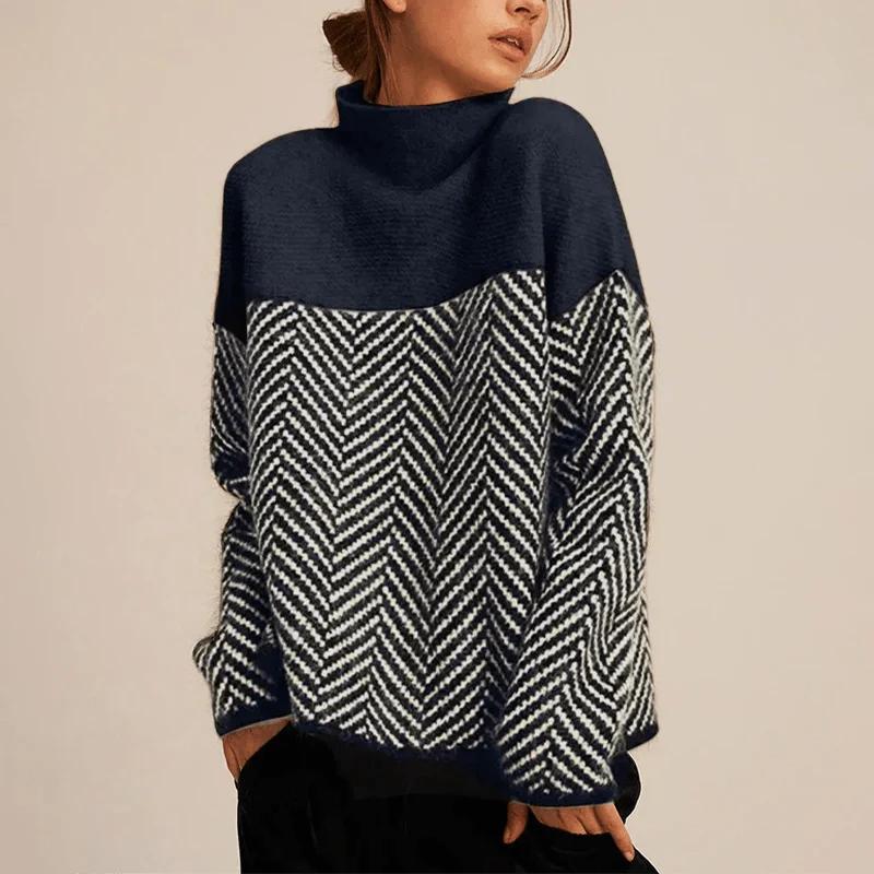 Hanna - Knitted Jumper with Pattern and High Collar