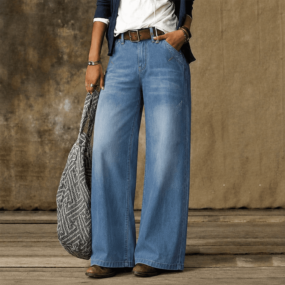 Isabelle - Women's High-Waisted Wide-Leg Jeans