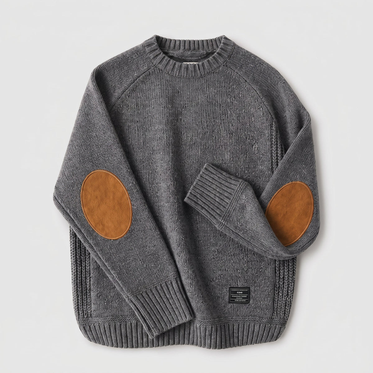 James - Men's Crew Neck Sweater with Elbow Patches