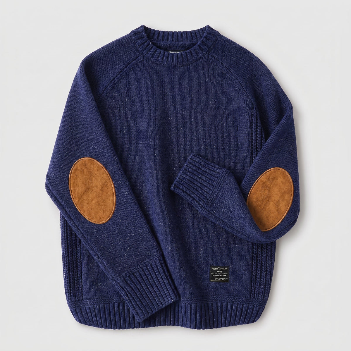 James - Men's Crew Neck Sweater with Elbow Patches