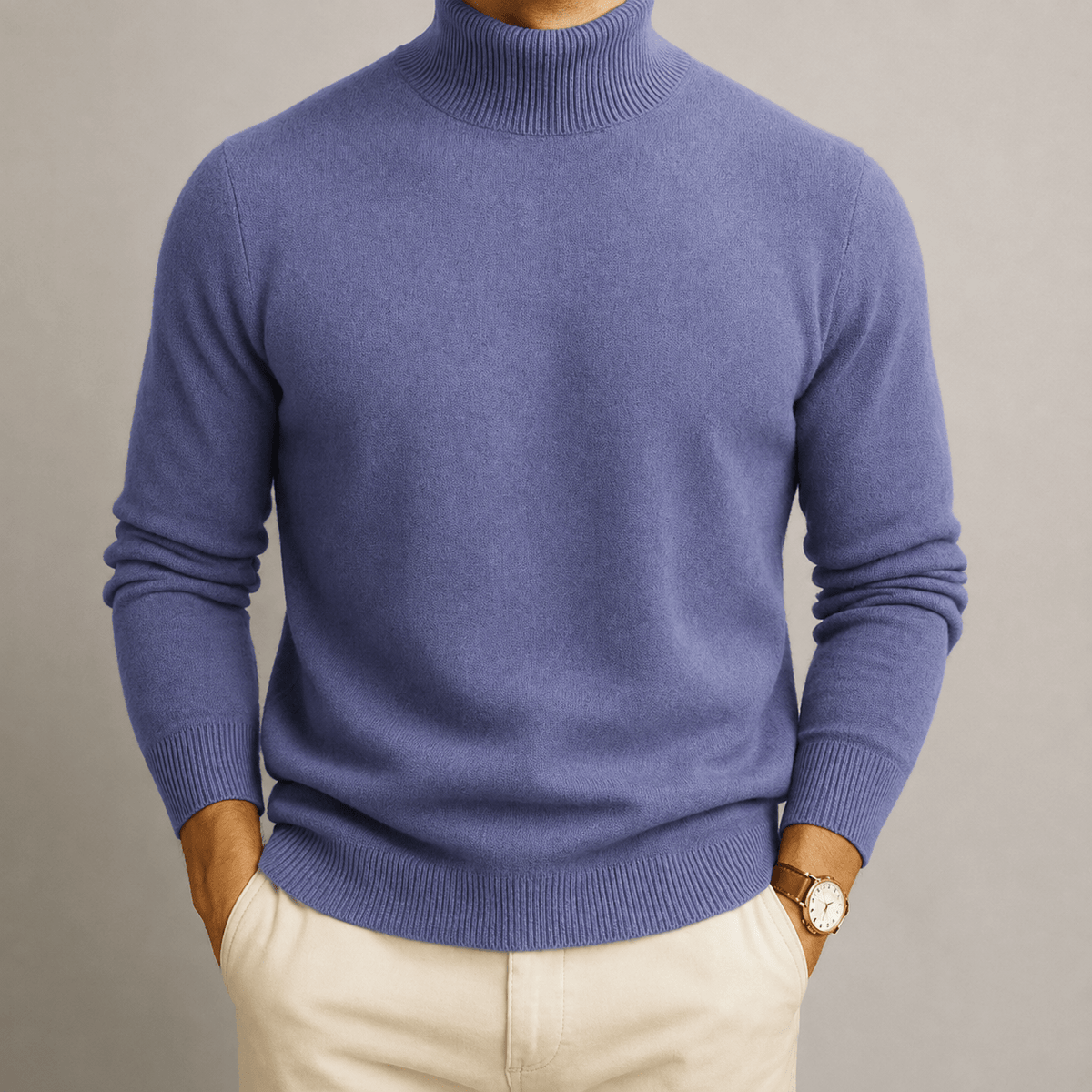 James - Men's Turtleneck Sweater with Ribbed Cuffs