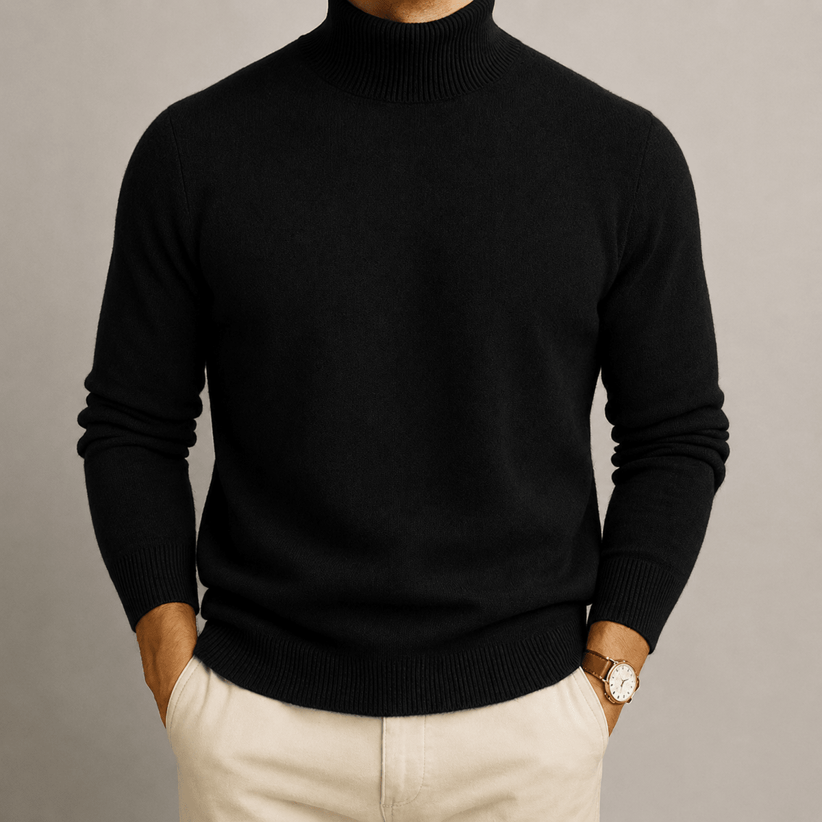 James - Men's Turtleneck Sweater with Ribbed Cuffs