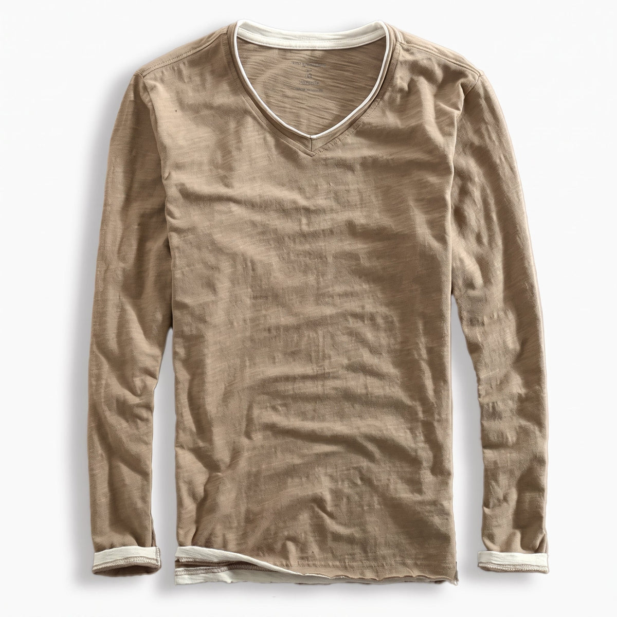 James - Men's V-Neck Layered Long Sleeve T-Shirt with Contrast Trim