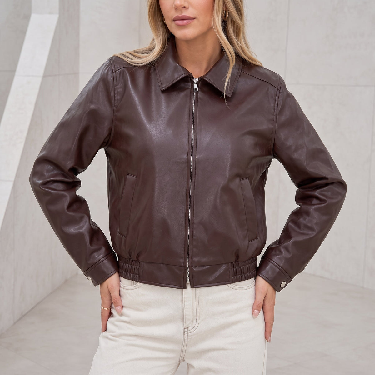Liesel - Women's Zip-Through Collared Bomber Jacket