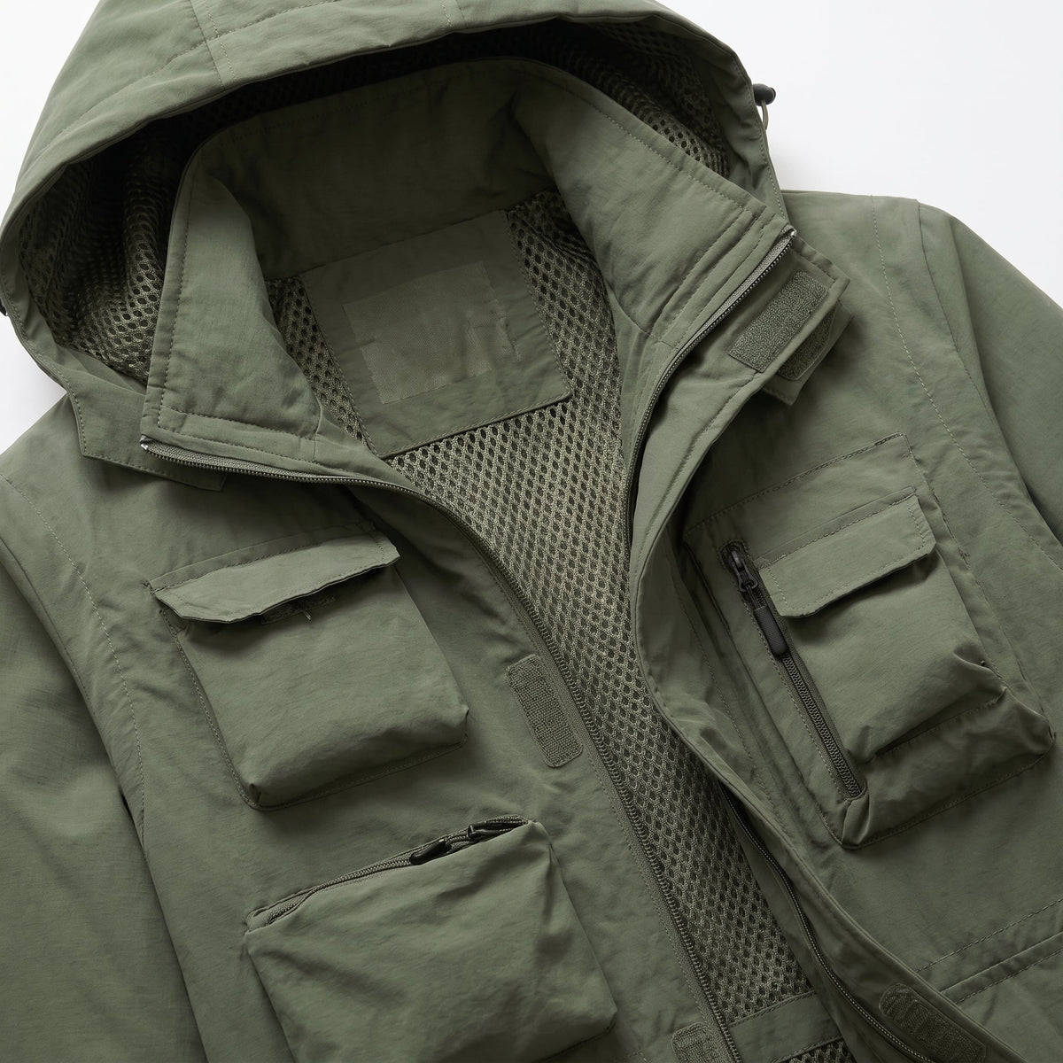 Marcus - Men's Multi-Pocket Hooded Utility Jacket with Zip Closure