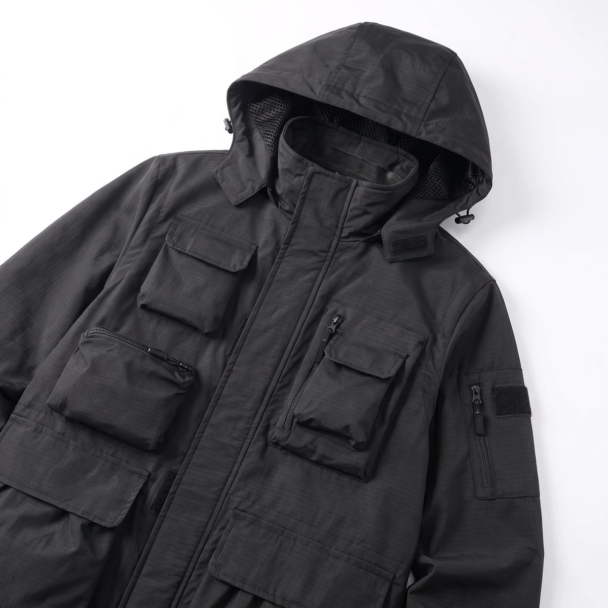 Marcus - Men's Multi-Pocket Hooded Utility Jacket with Zip Closure