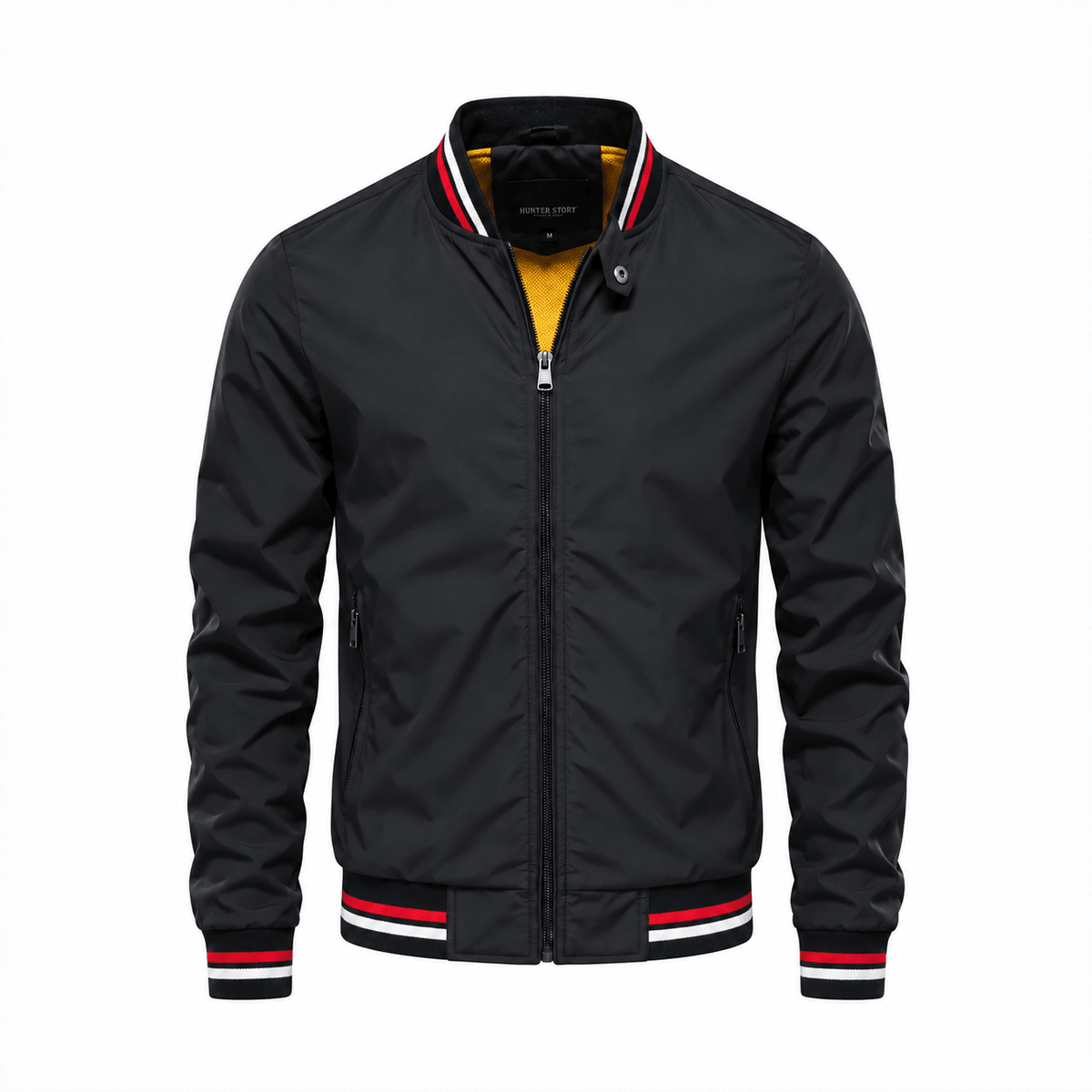 Marcus - Men's Stand Collar Zip-Up Bomber Jacket with Contrast Lining