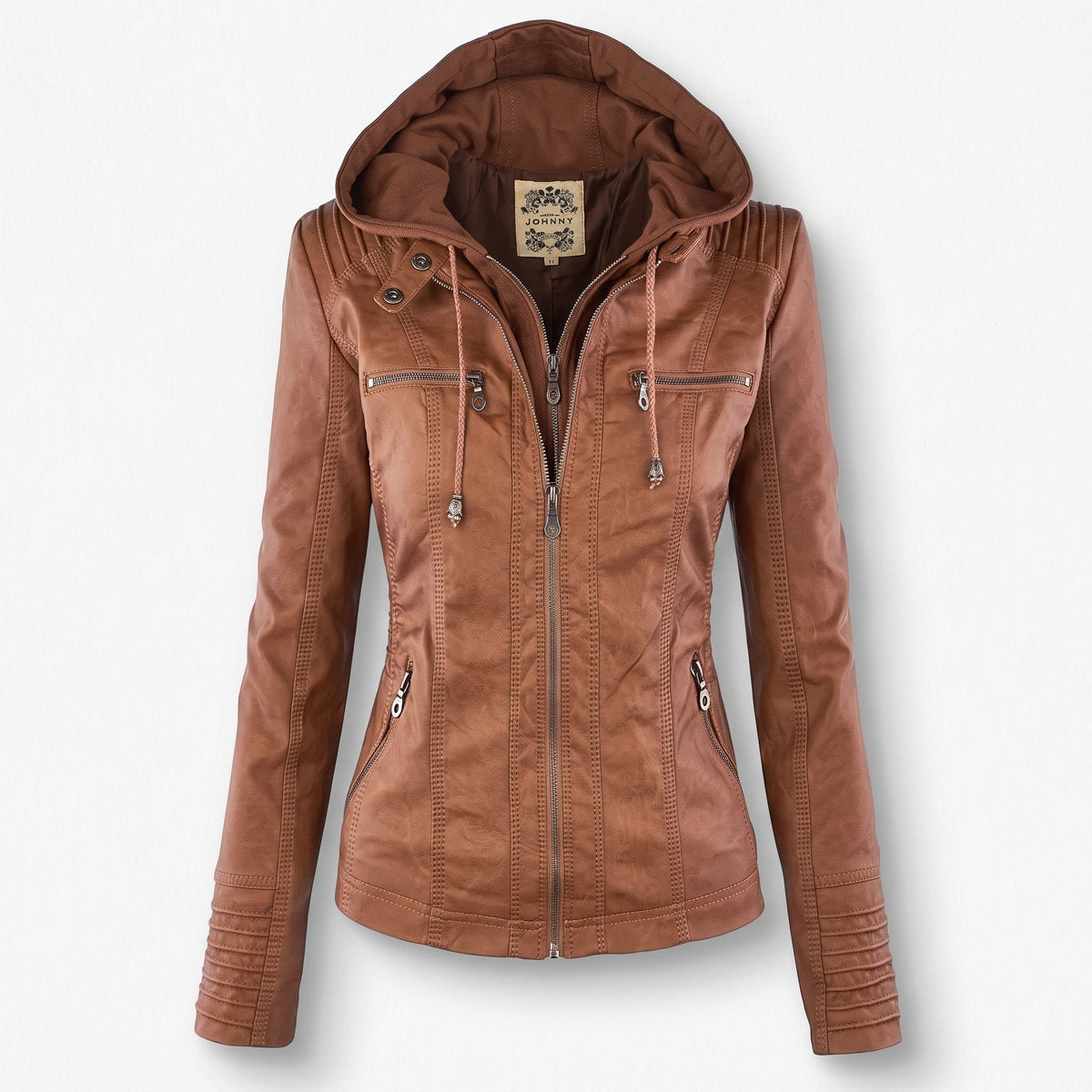 Olivia - Women's Drawstring Hood Full Zip Multi-Pocket Jacket