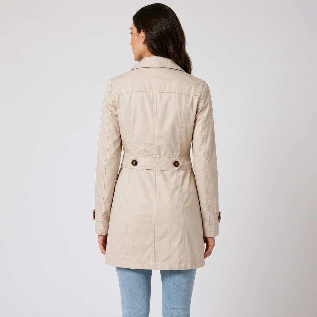 Sophie - Women's Belted Trench Coat with Notch Lapel Collar
