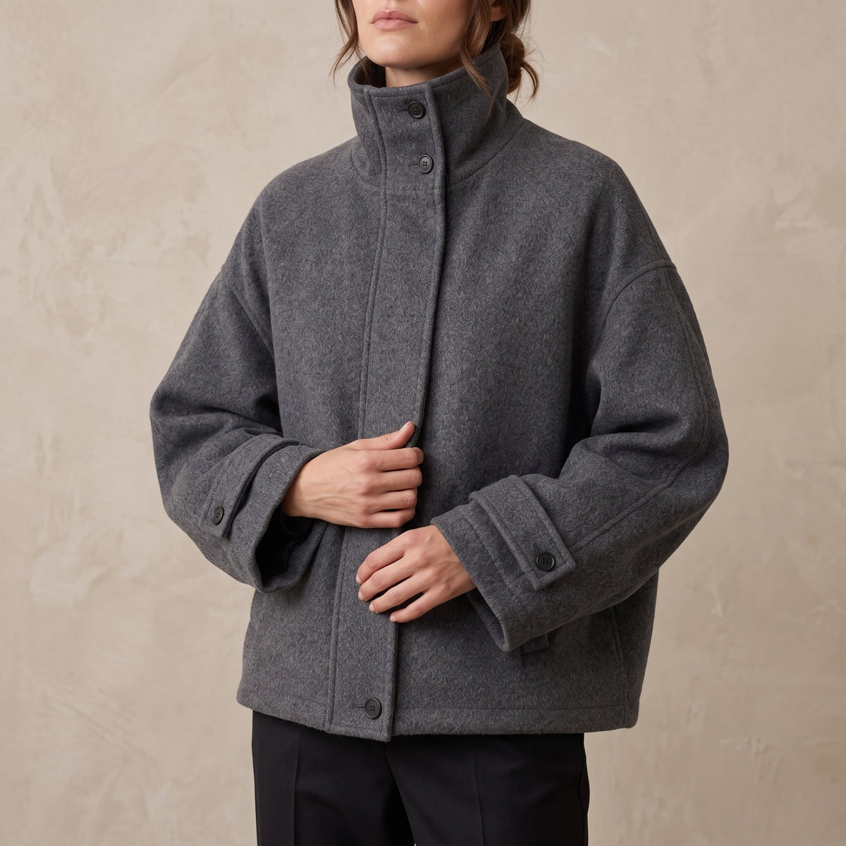 Sophie - Women's Mock Neck Oversized Stand Collar Coat