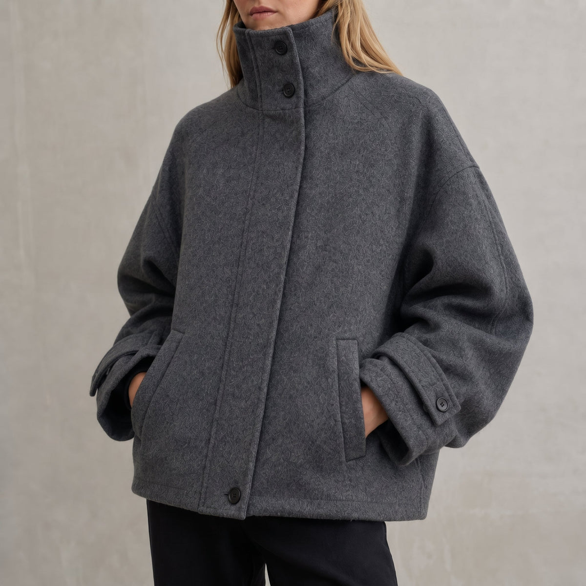 Sophie - Women's Mock Neck Oversized Stand Collar Coat