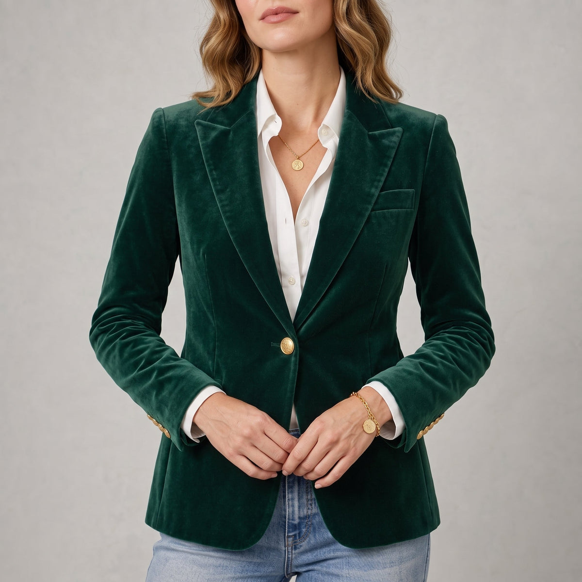 Sophie - Women's Tailored Fitted Blazer with Gold Buttons